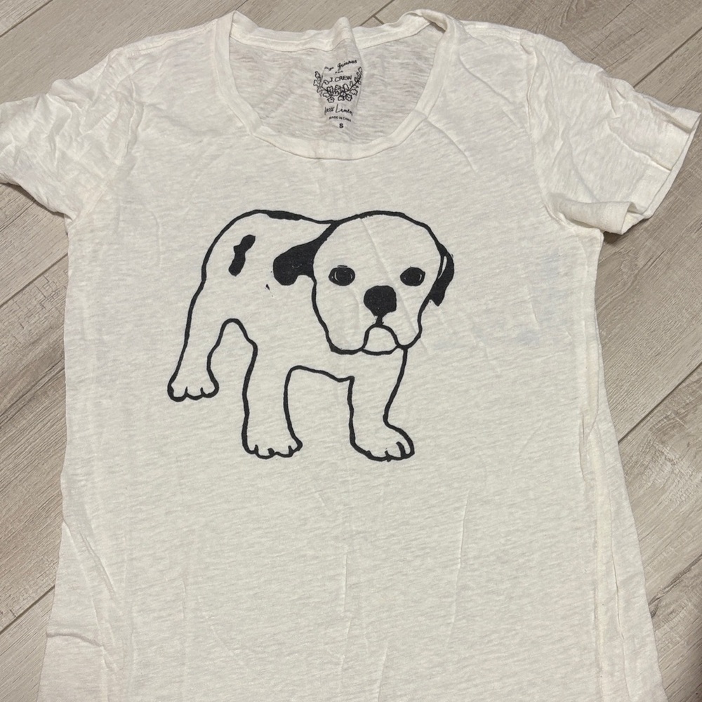 J. Crew White Bulldog Graphic Tee